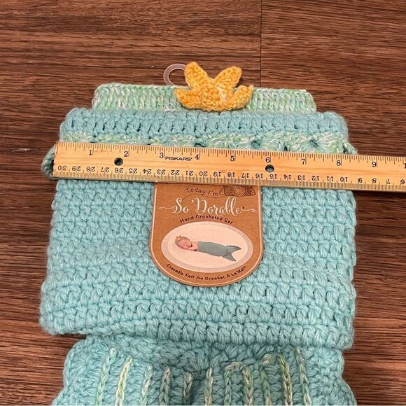 NWT So’ Dorable 2 Piece Crochet Mermaid Newborn Set  Aqua Blue - Picture 5 of 6